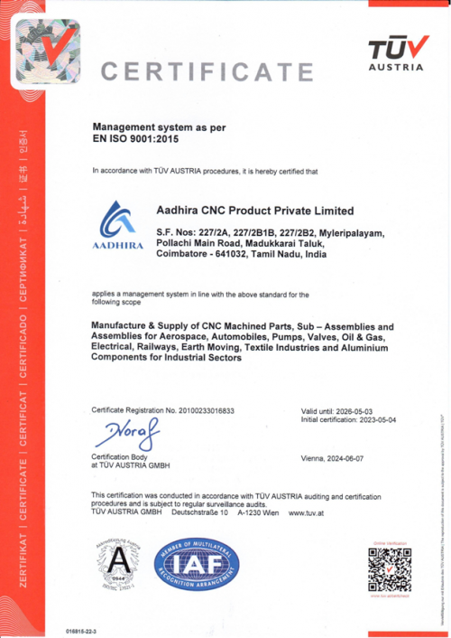 Aadhira ISO Certificate